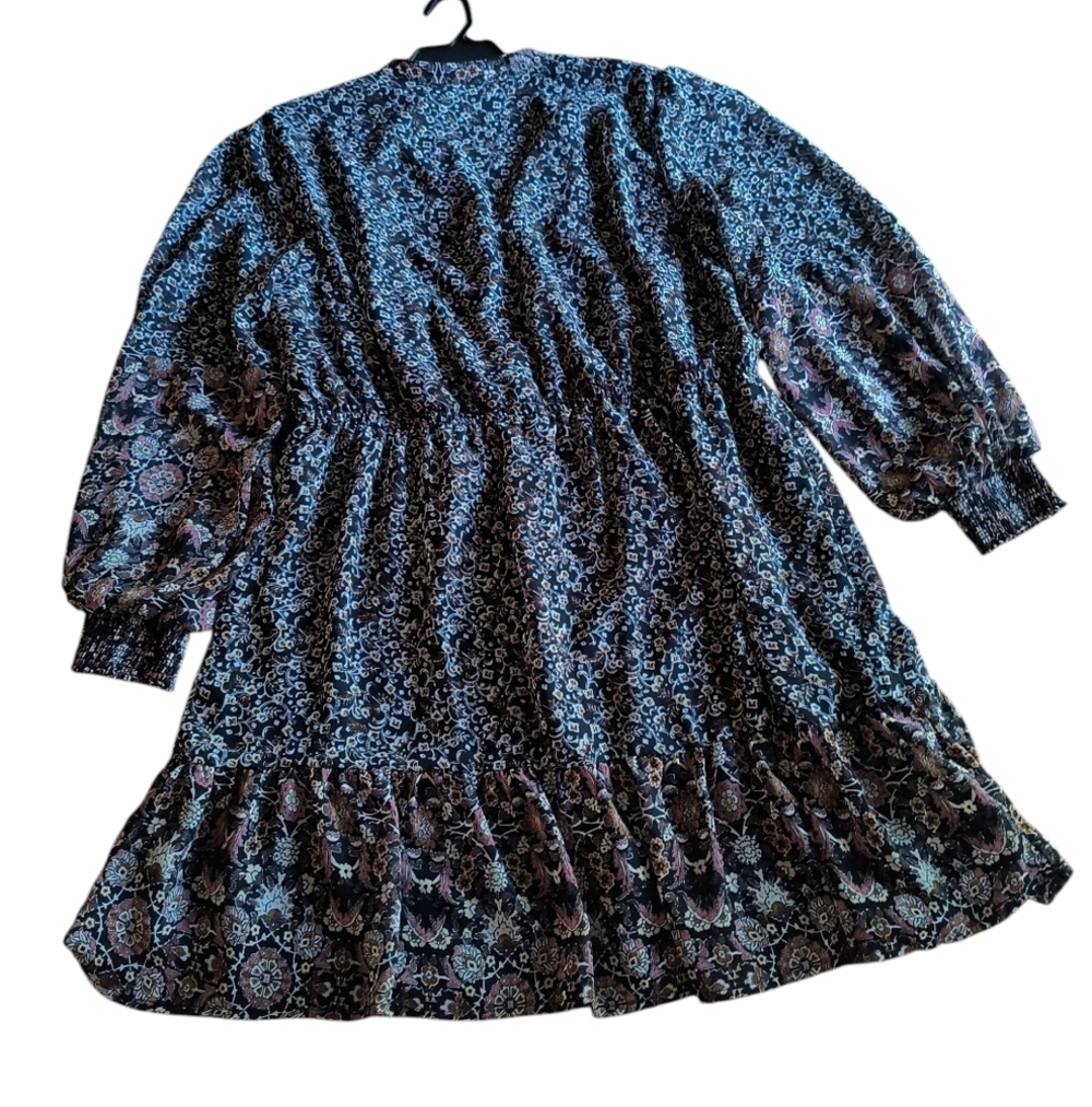 Knox Rose Boho Long Sleeve V-neck Floral Dress Size XXL - Picture 2 of 8